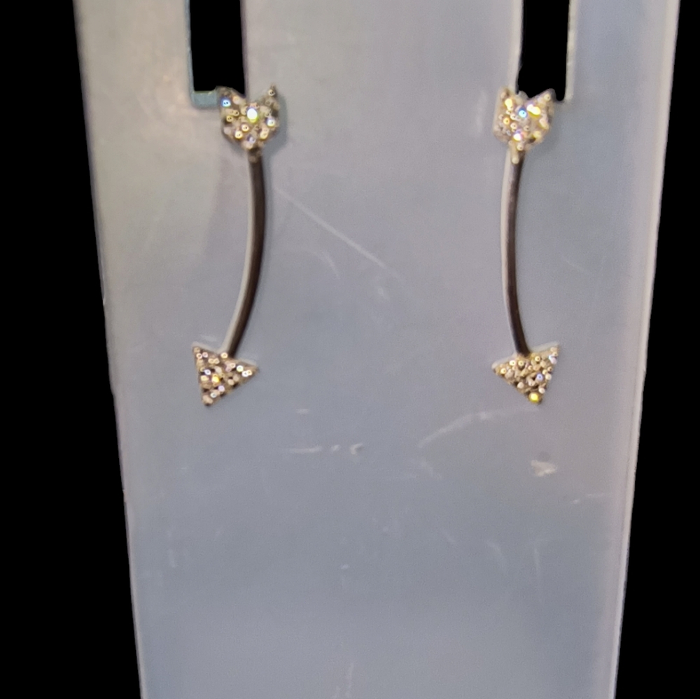 Sterling Silver & Clear Sparkle CZ Arrow Ear Climber Earrings - Picture 2 of 9